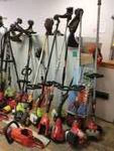 Gaylord with Assorted Outdoor Tools Various brands models and conditions customer returns see pictures