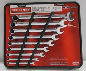 lot 403 image: Craftsman 9-Piece SAE Standard Combination Wrench Set