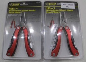 lot 412 image: 2-Pack Steel Grip 12-In-1 Multi-Tools with Pliers
