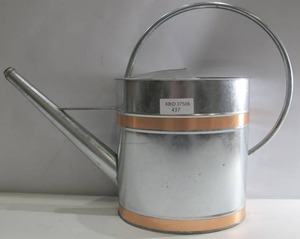 lot 437 image: Steel Garden Watering Can with Copper Accents