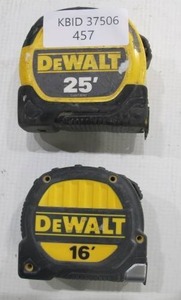 lot 457 image: Lot of 2 DeWalt Tape Measures 25 Foot and 16 Foot