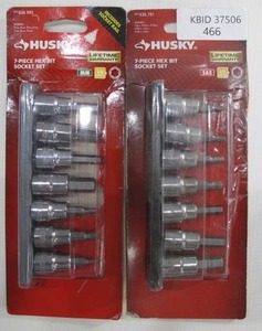 lot 466 image: Husky 38 Drive Metric and Standard Hex Key Socket Sets (14 Pieces)