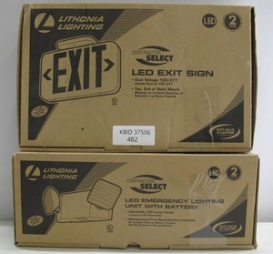 lot 482 image: Lithonia Lighting LED Exit Sign  LED Emergency Lighting Unit