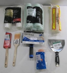 lot 483 image: Lot of 10 Painting Items - Brushes, Rollers, Scrapers
