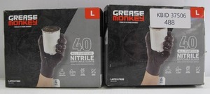 lot 488 image: 2 Boxes Grease Monkey Black Nitrile Gloves 2 Packs of 40