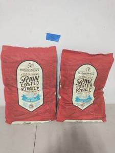 2 BAGS OF STELLA & CHEWYS RAW COATED DRY DOG FOOD - LAMB