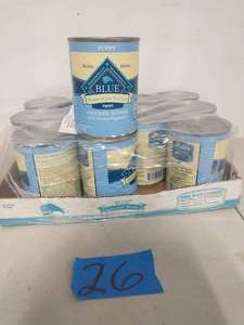 1 case of blue Buffalo Homestyle Recipe Puppy Chicken Dinner with Garden Vegetables Canned Dog Food, 12.5-oz, case of 12
