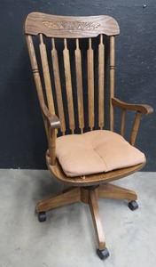 lot 13 image: WOODEN DESK CHAIR