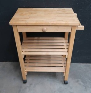 lot 23 image: WOODEN ROLLING CART