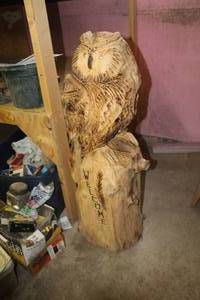 lot 1051 image: Carved Wood Owl Statue 42H