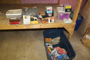 lot 1130 image: Lot of Fasteners  with Stainless Steel Exterior Screws 2-12, Nails, Paslode ProStrip Nails 3, #8 Construction Screws 3, Grip-Rite Gold Screws 3, Misc. Fasteners