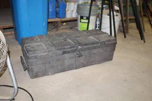 lot 1164 image: Plastic Tool Box with Tool Caddy Black 30Lx12Wx9H