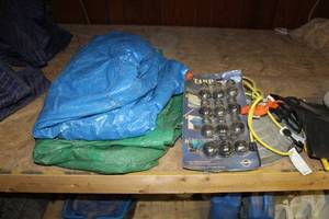 lot 1198 image: Lot of (2) Tarps  with Tarp Grabber Clips 12-pack