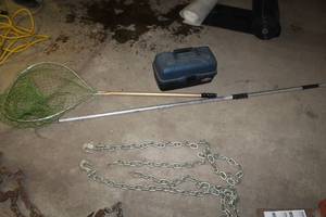lot 1188 image: Fishing Equipment  with Fishing Net, Fish Hook, Tackle Box, Tackle