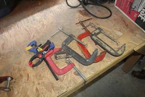lot 1637 image: Lot of (Approximately 7) Clamps  with C-Clamps, Slide Clamps, Spring Clamp