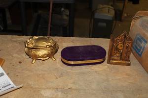 lot 1679 image: Lot of (3) Jewelry Boxes, Religious Cabinet