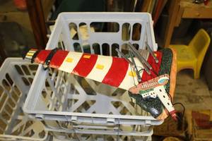 lot 1692 image: Lot of (2) Lighthouse Dcor  with Wind Chime, Wall Dcor