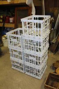 lot 1691 image: Lot of (7) Plastic Crates White 16-12Lx13-12Wx 10-12H