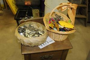 lot 1662 image: Lot of Flatware (in 2 wicker baskets)