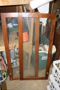 lot 1694 image: Lot of (2) Wood Cabinet Door with Glass 22Wx49-14H