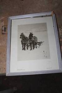 lot 1706 image: A131 Team of Horses From an original by Jack Jeffers #1551500 Print with Frame and Matte 11Wx14H