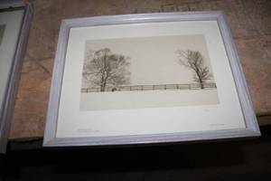 lot 1707 image: C46 Horse & Fence From an original by Jack Jeffers #1451500 Print with Frame and Matte 11Wx14H
