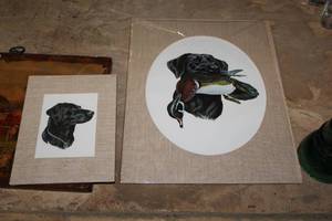 lot 1717 image: Lot of (2) Black Labrador Wall Dcor with Matte