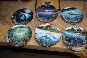 lot 1722 image: Lot of (6) Danbury Mint Underwater Paradise by Robert Lyn Nelson Collectors Decorative Plates 8D  with Honolua Bay Of Pillani, Moonlit Moment, Hawaiian Muses, Laies Sacred Princess, Search For Harmony, Laraina Seaflight
