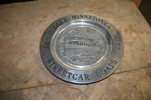 lot 1766 image: Metal,Ceramic Lake Minnetonka Streetcar Boats Decorative Plate