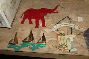 lot 1764 image: Lot of (3) Wall Dcor  with Elephant, Sailboats, Cigar Connoisseur