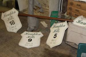 lot 1747 image: Lot of (11) Hampton Hills Golf Signs 21-34Wx23-12H
