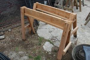 lot 1776 image: Lot of (2) Wood Sawhorses 48Lx36H