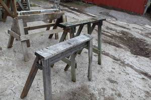 lot 1777 image: Lot of (2) Wood Sawhorses