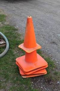 lot 1032 image: Lot of (5) Plastic Safety Cones Orange