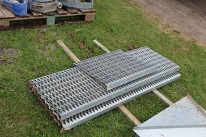 lot 1038 image: Lot of (3) Steel Open Grate Platform Sections