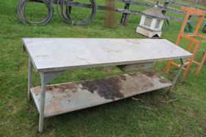 lot 1041 image: Steel Table with Shelf 96Lx24Wx33H