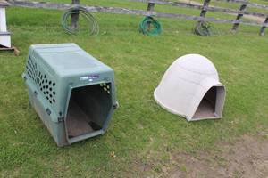 lot 1043 image: Lot of (2) Dog Houses - Igloo, Pet Porter Carrier