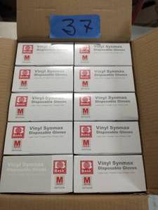 1 CASE OF 10 BOXES Medium Blue Disposable Synmax Vinyl Gloves (100-Count)