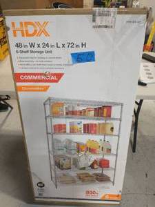 HDX Silver 6-Tier Heavy Duty Metal Wire Shelving Unit (48 in. W x 72 in. H x 24 in. D)
