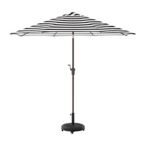HAMPTON BAY 9 ft. Aluminum Market Crank and Tilt Patio Umbrella in Black and White Cabana