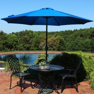 HAMPTON BAY 9 ft. Aluminum Market Crank and Tilt Patio Umbrella in Sky Blue