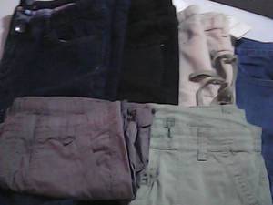 4 jeans 2 colored kahki size 12...