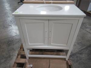 lot 321 image: Glacier Bay Spa 30 in. W x 18.75 in. D Bath Vanity Cabinet with Top in Off-White PPSPAWHT30MY