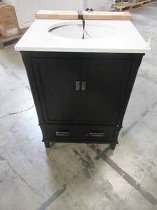 lot 322 image: Dorel Living Otum 24 Inch Bathroom Vanity with Sink, Black Wood DA8050BK-A