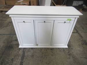 lot 327 image: Home Decorators Collection Hampton Harbor 37 in. Triple Tilt-Out Hamper in White 2601330410