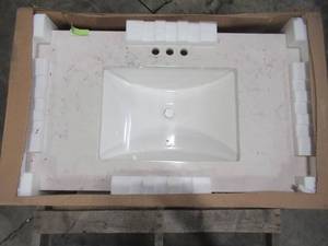 lot 343 image: Home Decorators Collection 37 in. Stone Effects Vanity Top in Pulsar with White Sink SE37R-PR