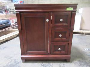 lot 206 image: Foremost Naples 30 in. W Bath Vanity Cabinet Only in Tobacco with Right Hand Drawers NATA3021D
