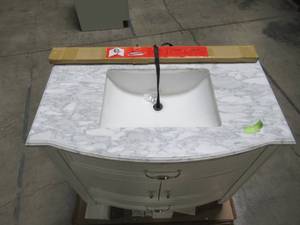 lot 209 image: Home Decorators Collection Dacosti 36 in. W x 22 in. D Vanity in White with Marble Vanity Top in White with White Sink Dacosti 36
