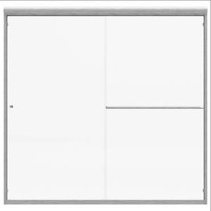 lot 121 image: Holcam Distinctive 58 in. x 55.5 in. Frameless Sliding Bathtub Door in Brushed Nickel, DTE.BNK.CLR.5855.HS.