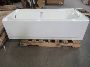 lot 122 image: Bootz Industries Mauicast 60 X 30 X 16 58 Left Drain Rectangular Alcove Soaking Bathtub in White, 011-3345-00.